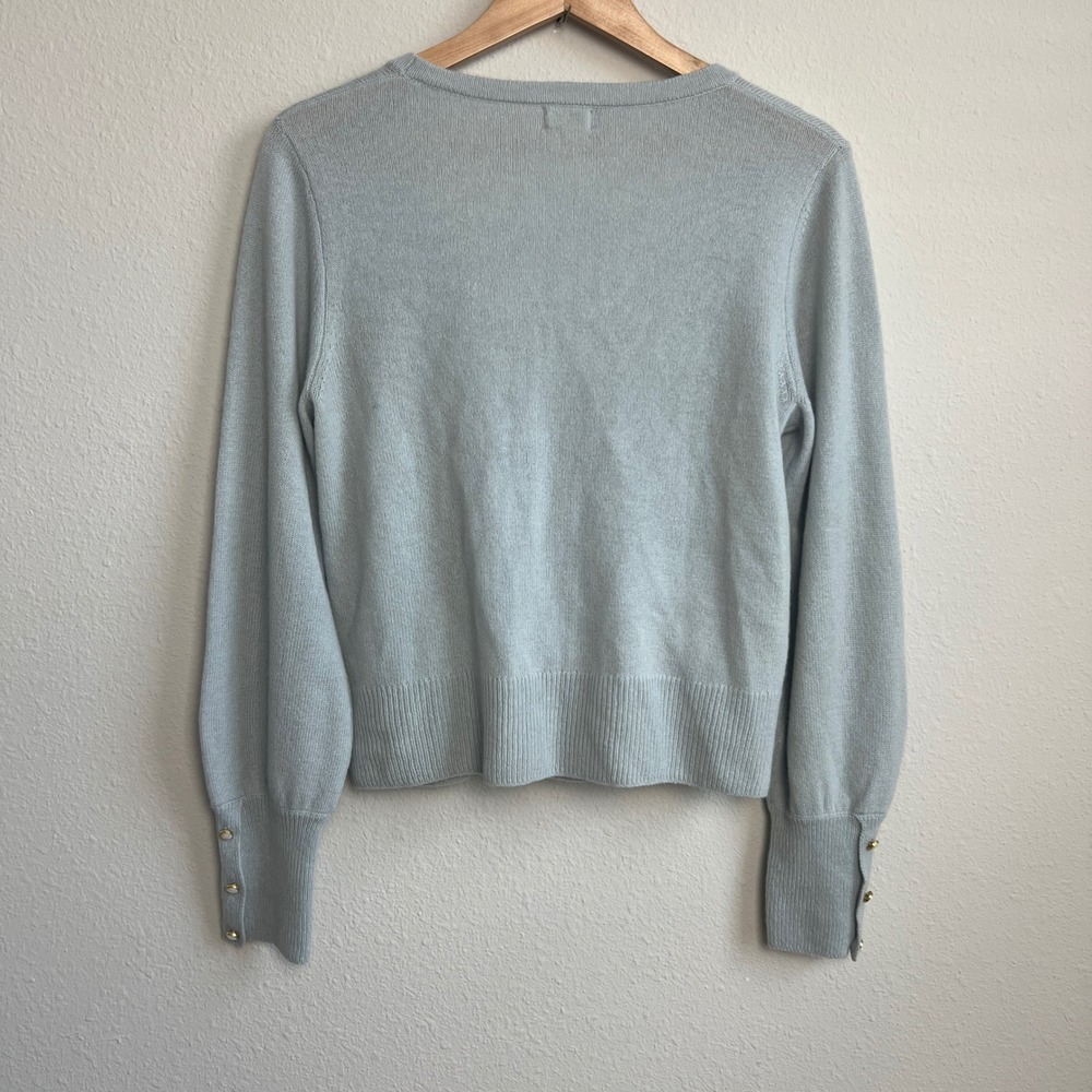Spartina 449 Cashmere Blue Wrap Sweater Long Sleeve Button Cuff Knit Top Small - Picture 2 of 10